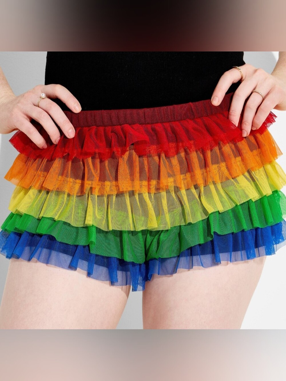 TARGET 2025 Pride Adult Mid-Rise Ruffle Shorts - RAINBOW Striped XL